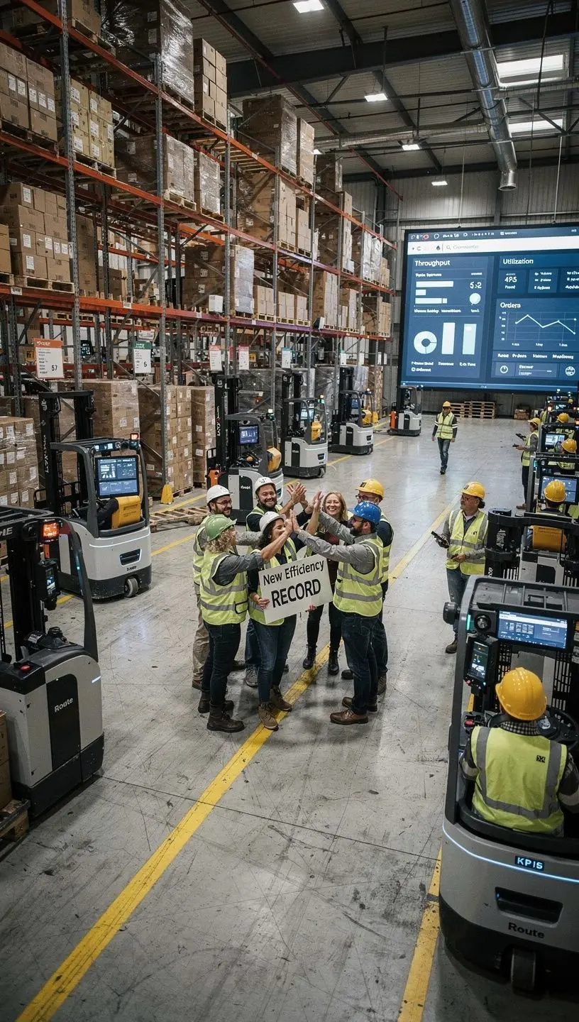 Robotic systems optimizing warehouse efficiency and operations.